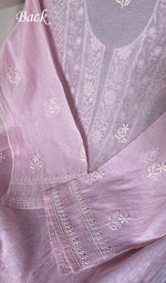 Load image into Gallery viewer, Women's Lucknowi Handcrafted Mul Chanderi Semi - stitched Chikankari Full Set - HONC0296118