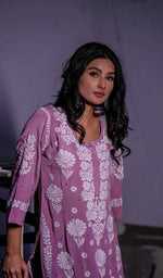 将图像加载到图库查看器中, Asma Women's Lucknowi Handcrafted Crepe Chikankari Kurti- HONC0193259