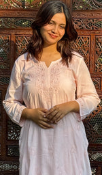Load image into Gallery viewer, Women's Lucknowi Handcrafted Modal Cotton Chikankari Kurti - HONC0225836