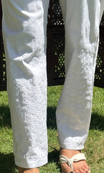Load image into Gallery viewer, Women's Lucknowi Handcrafted  Cotton Chikankari Pant - HONC0285986