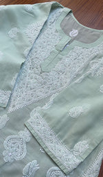 将图像加载到图库查看器中, Women's Lakhnavi Handcrafted Cotton Chikankari Kurti - HONC0267940