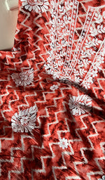 Load image into Gallery viewer, Women's Lakhnavi Handcrafted Cotton Chikankari Unstitched Kurti Fabric - HONC0268849