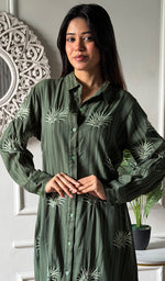 Load image into Gallery viewer, Vaishali Women's Lucknowi Handcrafted Cotton Chikankari Long Dress - HONC0341100