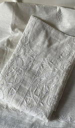 Load image into Gallery viewer, Women's Lakhnavi Handcrafted Linen Cotton Chikankari Semi- Stitched Kurta And Dupatta Set- HONC0258765