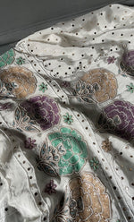 Load image into Gallery viewer, Women's Lucknowi Handcrafted Crepe Chikankari Unstitched Kurta Dupatta Set- HONC0283633