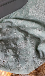 Load image into Gallery viewer, Women's Lakhnavi Handcrafted Maheshwari Mul Chanderi Unstitched Kurta And Dupatta Set- HONC0281943