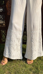 Load image into Gallery viewer, Women's Lucknowi Handcrafted Rayon Chikankari Palazzo - HONC0254863
