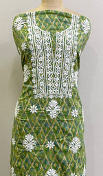 Load image into Gallery viewer, Women&#39;s Lakhnavi Handcrafted Cotton Chikankari Unstitched Kurti Fabric - HONC0180650
