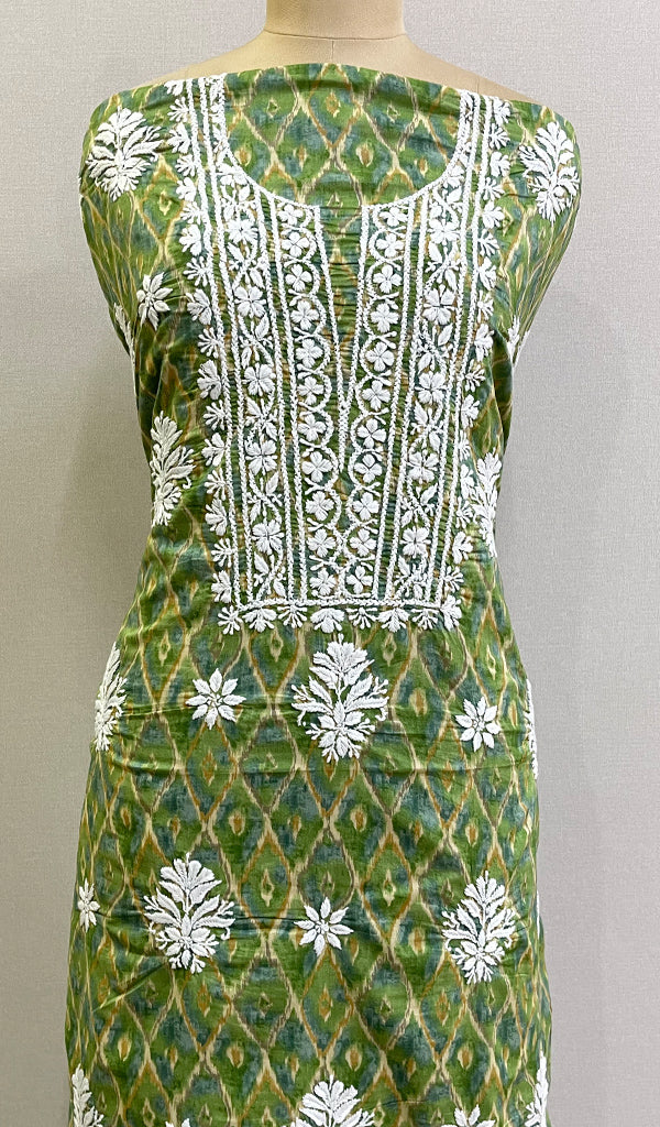 Women's Lakhnavi Handcrafted Cotton Chikankari Unstitched Kurti Fabric - HONC0180650