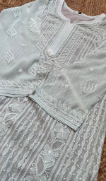 将图像加载到图库查看器中, Women's Lakhnavi Handcrafted Viscose Georgette Chikankari Kurti- HONC0276117
