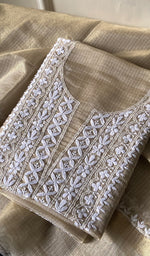 Load image into Gallery viewer, Ainish Women's Lucknowi Handcrafted Kota Chanderi Chikankari Kurta And Dupatta Set - HONC0247341