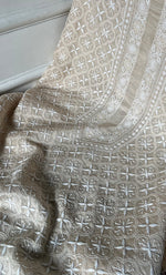 Load image into Gallery viewer, Lucknowi Handcrafted Munga Silk Chikankari Unstitched Men's Kurta Fabric - HONC0337757