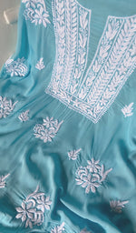 将图像加载到图库查看器中, Simran Women's Lakhnavi Handcrafted Modal Cotton Chikankari Unstitched Kurti Fabric - HONC0261069