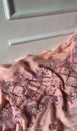 将图像加载到图库查看器中, Women's Lakhnavi Handcrafted Mul Chanderi Unstitched Kurta And Dupatta Set - HONC0295591