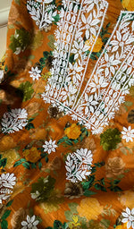 将图像加载到图库查看器中, Women's Lakhnavi Handcrafted Cotton Chikankari Unstitched Kurti Fabric - HONC0157701