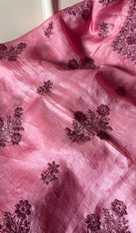 Load image into Gallery viewer, Women's Lakhnavi Handcrafted Tussar Silk Chikankari Full Suit Material - HONC0269543