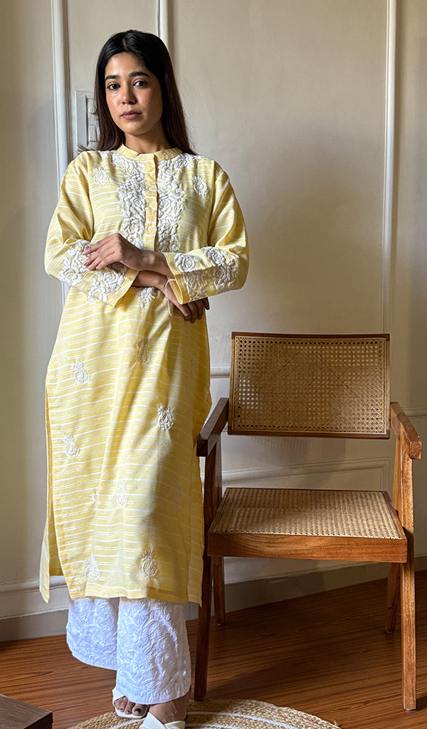 Amanat Women's Lucknowi Handcrafted Cotton Chikankari Kurti - HONC0225123