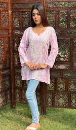 Load image into Gallery viewer, Fariah Women's Lakhnavi Handcrafted Modal Cotton Chikankari Top - HONC0247397