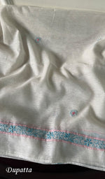 将图像加载到图库查看器中, Women's Lakhnavi Handcrafted Linen Cotton Semi -Stitched Kurta And Dupatta Set - HONC0269953