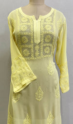 将图像加载到图库查看器中, Sadaf Women's Lakhnavi Handcrafted Viscose Georgette Chikankari Kurti - HONC0174149