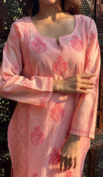 Load image into Gallery viewer, Masooma Women's Lucknowi Handcrafted Chanderi Silk Chikankari Kurti - HONC0257297