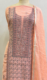 将图像加载到图库查看器中, Women's Lakhnavi Handcrafted Chanderi Silk Chikankari Full Suit Material - HONC0127259