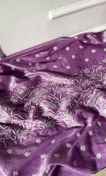 Load image into Gallery viewer, Women's Lakhnavi Handcrafted Tissue Chanderi Semi-Stitched Kurta And Dupatta Set - HONC0323633