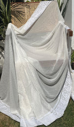 Load image into Gallery viewer, Women's Lakhnavi Handcrafted Pure Silk Georgette Chikankari Saree- HONC0260889