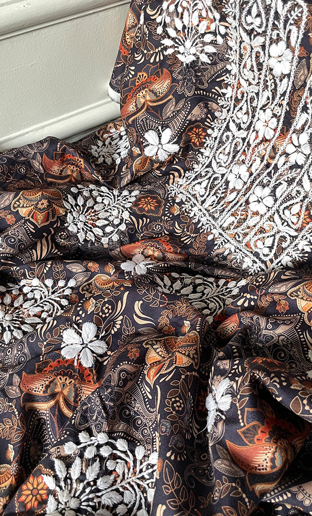 Women's Lakhnavi Handcrafted Cotton Chikankari Unstitched Kurti Fabric - HONC0315323