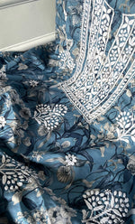 将图像加载到图库查看器中, Women's Lakhnavi Handcrafted Cotton Chikankari Unstitched Kurti Fabric - HONC0315337