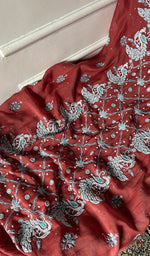 Load image into Gallery viewer, Shirin Women's Lakhnavi Handcrafted Mul Chanderi Unstitched Chikankari Full Suit Material - HONC0339570