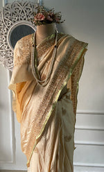 将图像加载到图库查看器中, Women's Lakhnavi Handcrafted Tussar Silk Chikankari Saree - HONC0245787