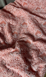 Load image into Gallery viewer, Women's Lakhnavi Handcrafted Unstitched Faux-Georgette Chikankari Suit Material - HONC0263373