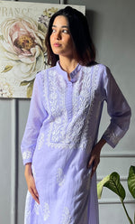 Load image into Gallery viewer, Women's Lakhnavi Handcrafted Kota Cotton Chikankari Kurti - HONC0305754