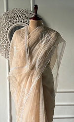 将图像加载到图库查看器中, Women's Lucknowi Handcrafted Pure Organza Silk Chikankari Saree - HONC0321768