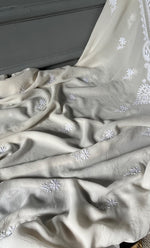 Load image into Gallery viewer, Saima Women's Lakhnavi Handcrafted Pure Silk Georgette Chikankari Kurti Fabric - NC038321