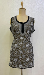 Load image into Gallery viewer, Women's Lucknowi Handcrafted Faux-Georgette Chikankari Top- HONC0140438