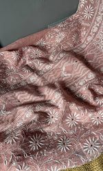 Load image into Gallery viewer, Women's Lakhnavi Handcrafted Tissue Chanderi Semi - Stitched Kurta And Dupatta Set - HONC0270643