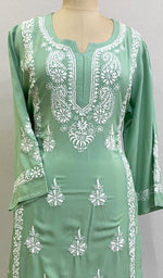 Load image into Gallery viewer, Rusdha Women's Lucknowi Handcrafted Modal Cotton Chikankari Kurti - HONC0213703