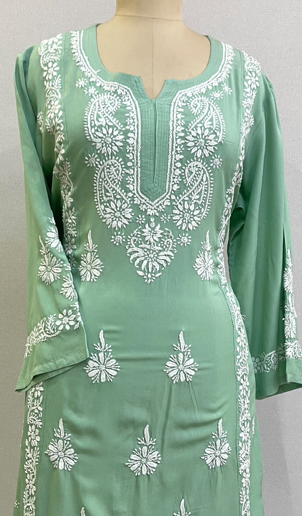 Rusdha Women's Lucknowi Handcrafted Modal Cotton Chikankari Kurti - HONC0213703
