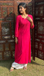 将图像加载到图库查看器中, Women's Lucknowi Handcrafted Modal Cotton Chikankari Kurti - HONC0232280