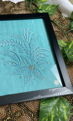 Load image into Gallery viewer, Chikankari Momento Frame – Handcrafted Embroidery (7x9 Inch, Aqua Blue) - HONC0269421
