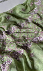 Load image into Gallery viewer, Firdauz Women's Lakhnavi Handcrafted Mul Chanderi Unstitched Kurta And Dupatta Set - HONC0302267