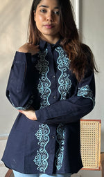 Load image into Gallery viewer, Women's Lucknowi Handcrafted Slub Cotton Chikankari Top - HONC0299112