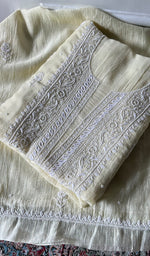 Load image into Gallery viewer, Women's Lakhnavi Handcrafted Mul Chanderi UnStitched Kurta And Dupatta Set - HONC0374453