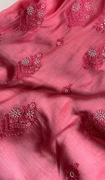 将图像加载到图库查看器中, Women's Lucknowi Handcrafted Chanderi Silk Chikankari Full Suit Material - HONC0260956