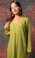 Load image into Gallery viewer, Women's Lucknowi Handcrafted Viscose Georgette Chikankari Top - HONC0327524