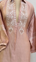 将图像加载到图库查看器中, Fiza Women's Lakhnavi Handcrafted Chanderi Silk Semi- Stiched Chikankari Top - HONC0127623