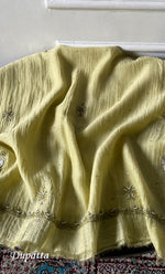 Load image into Gallery viewer, Women's Lakhnavi Handcrafted Mul Chanderi Unstitched Chikankari Full Suit Material - HONC0339575