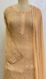 Load image into Gallery viewer, Women's Lucknowi Handcrafted Viscose Georgette Chikankari Kurta Gharara With Dupatta Set -HONC0132910